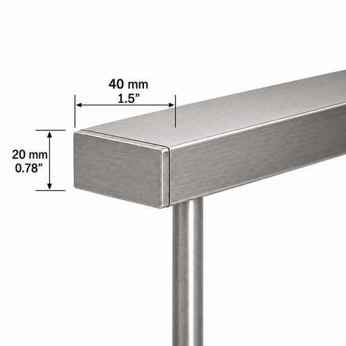 Handrail - 1.5” x 0.78” (40x20MM) - Rectangle
