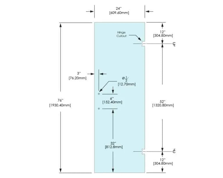 Shower Stock Door - 2 Holes - 24" Width