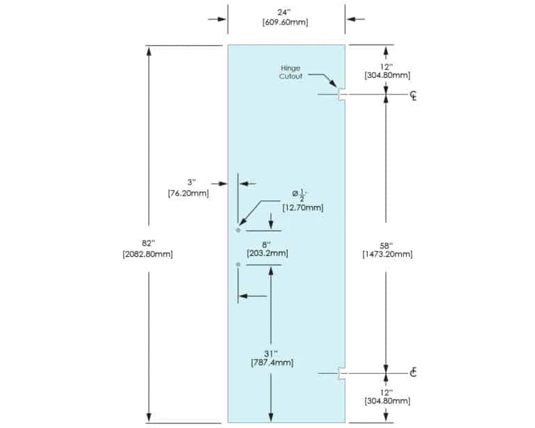 Shower Stock Door - 2 Holes - 24" Width