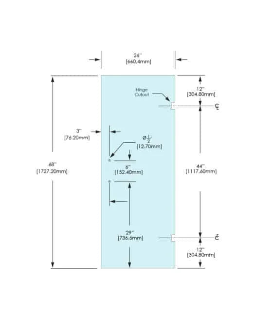 Shower Stock Door - 2 Holes - 26" Width