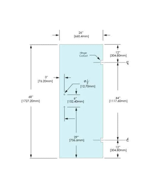 Shower Stock Door - 2 Holes - 26
