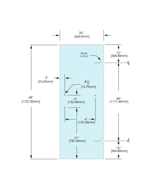 Shower Stock Door - 3 Holes - 26" Width (6" X 18")