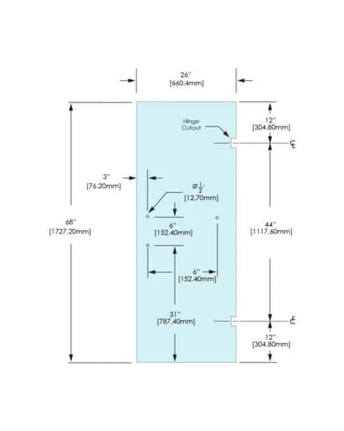 Shower Stock Door - 3 Holes - 26