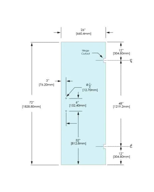 Shower Stock Door - 2 Holes - 26" Width