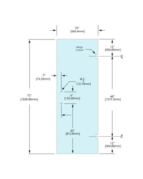 Shower Stock Door - 2 Holes - 26
