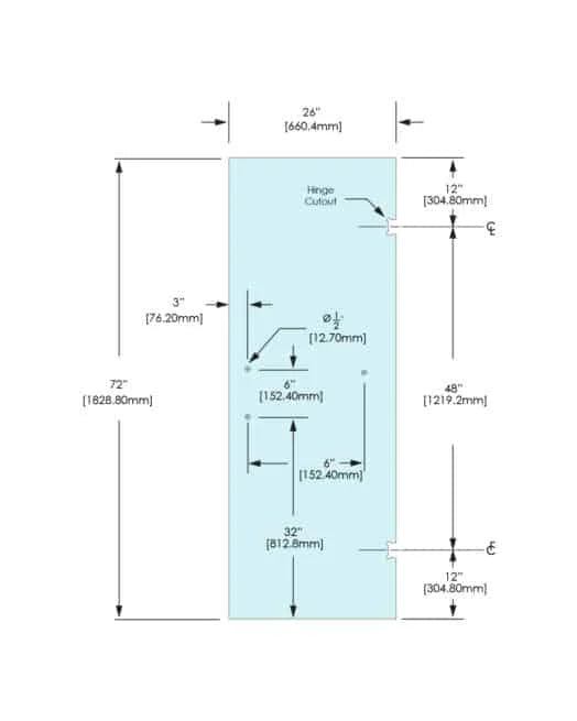 Shower Stock Door - 3 Holes - 26" Width (6" X 18")