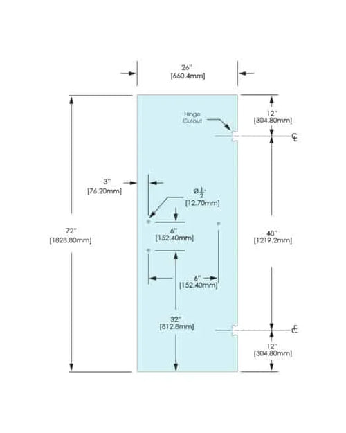 Shower Stock Door - 3 Holes - 26