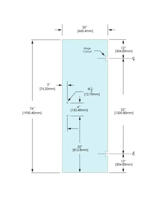 Shower Stock Door - 2 Holes - 26" Width