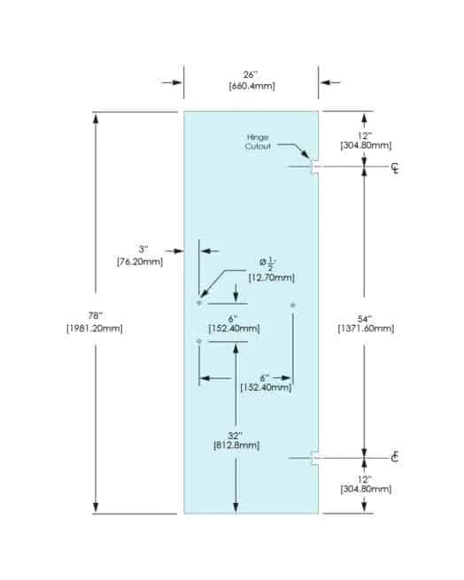 Shower Stock Door - 3 Holes - 26" Width (6" X 18")