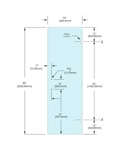 Shower Stock Door - 2 Holes - 26