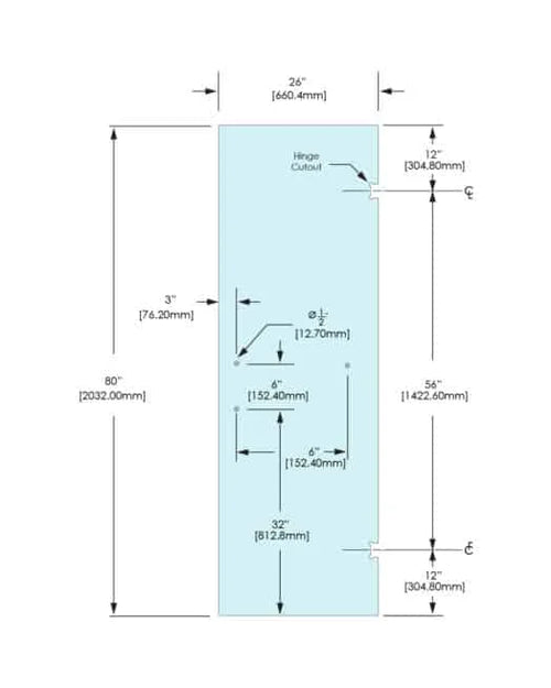 Shower Stock Door - 3 Holes - 26