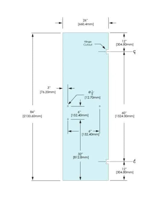 Shower Stock Door - 3 Holes - 26" Width (6" X 18")