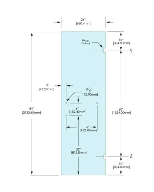 Shower Stock Door - 3 Holes - 26