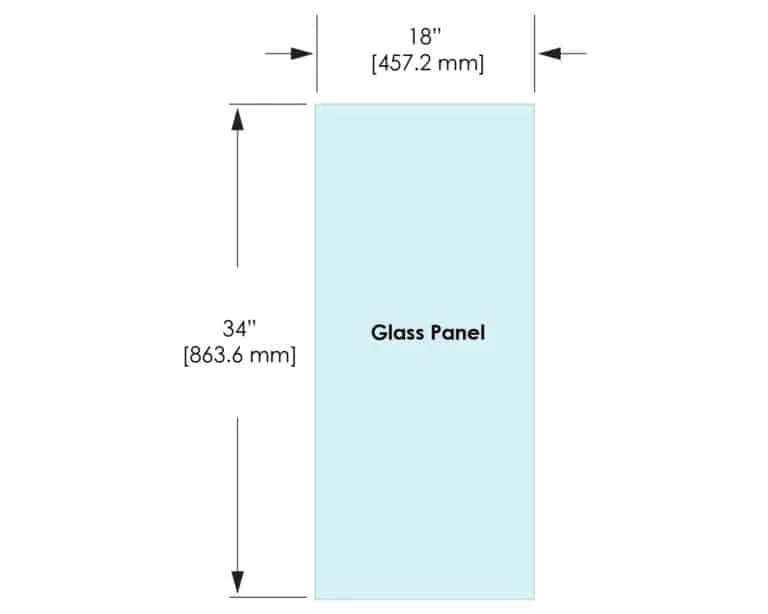 1/2" Railing Glass Panel - 34" Height