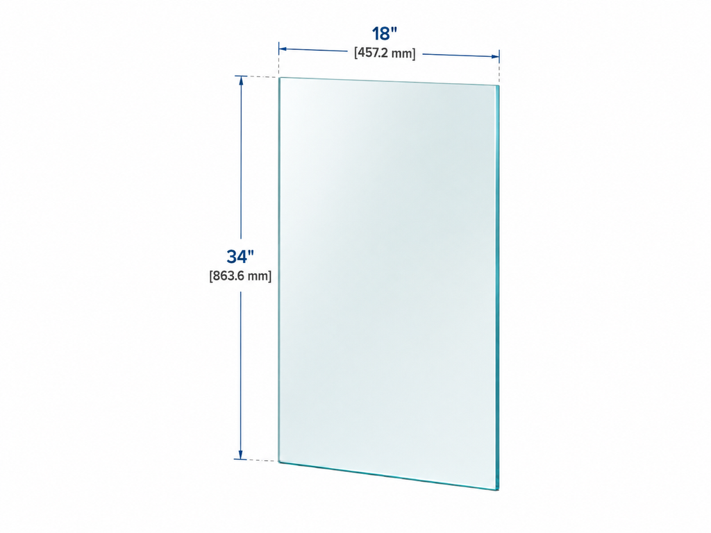 1/2" Railing Glass Panel - 34" Height