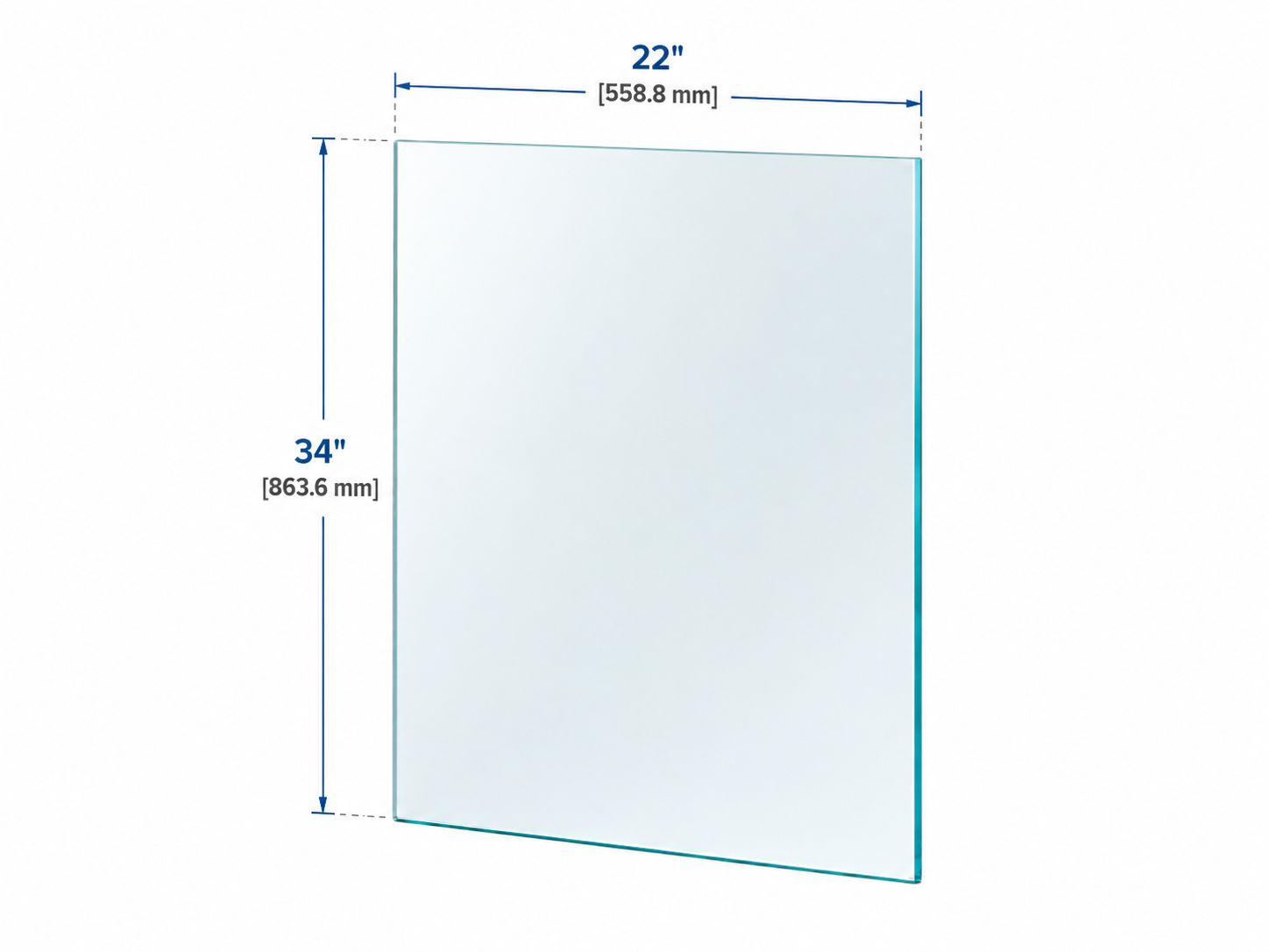 1/2" Railing Glass Panel - 34" Height