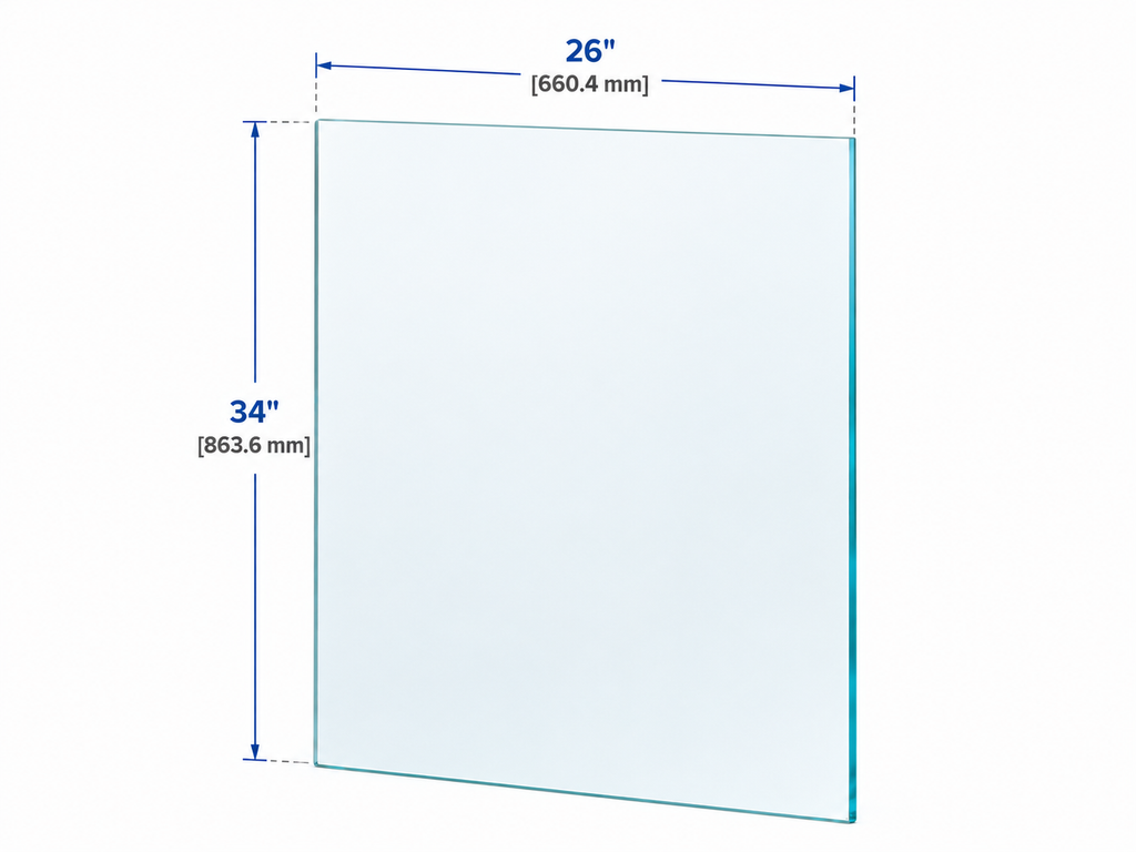 1/2" Railing Glass Panel - 34" Height
