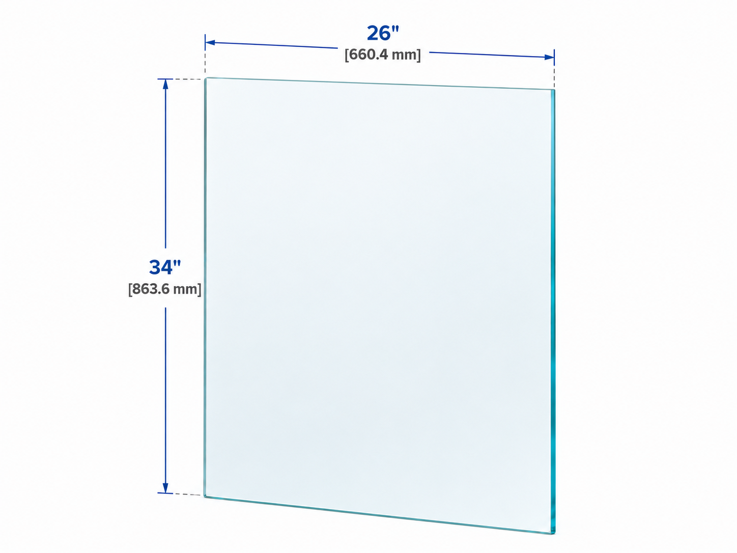 1/2" Railing Glass Panel - 34" Height
