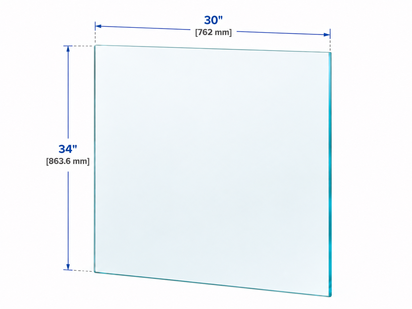 1/2" Railing Glass Panel - 34" Height