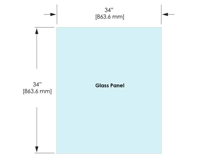 1/2" Railing Glass Panel - 34" Height