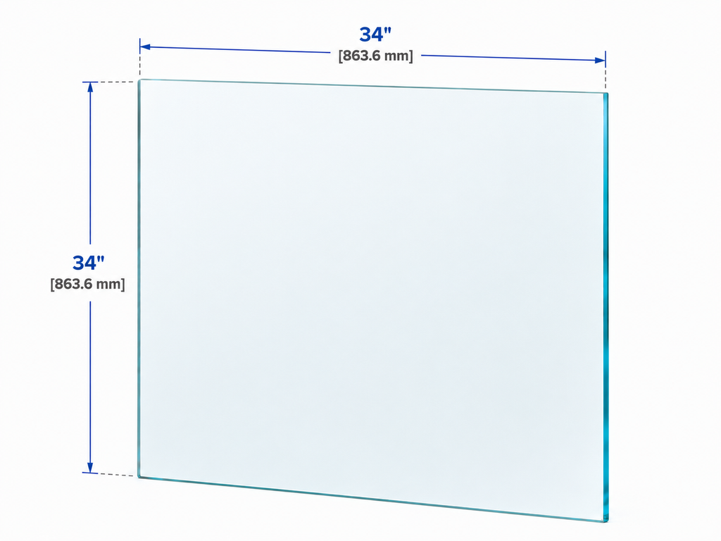 1/2" Railing Glass Panel - 34" Height