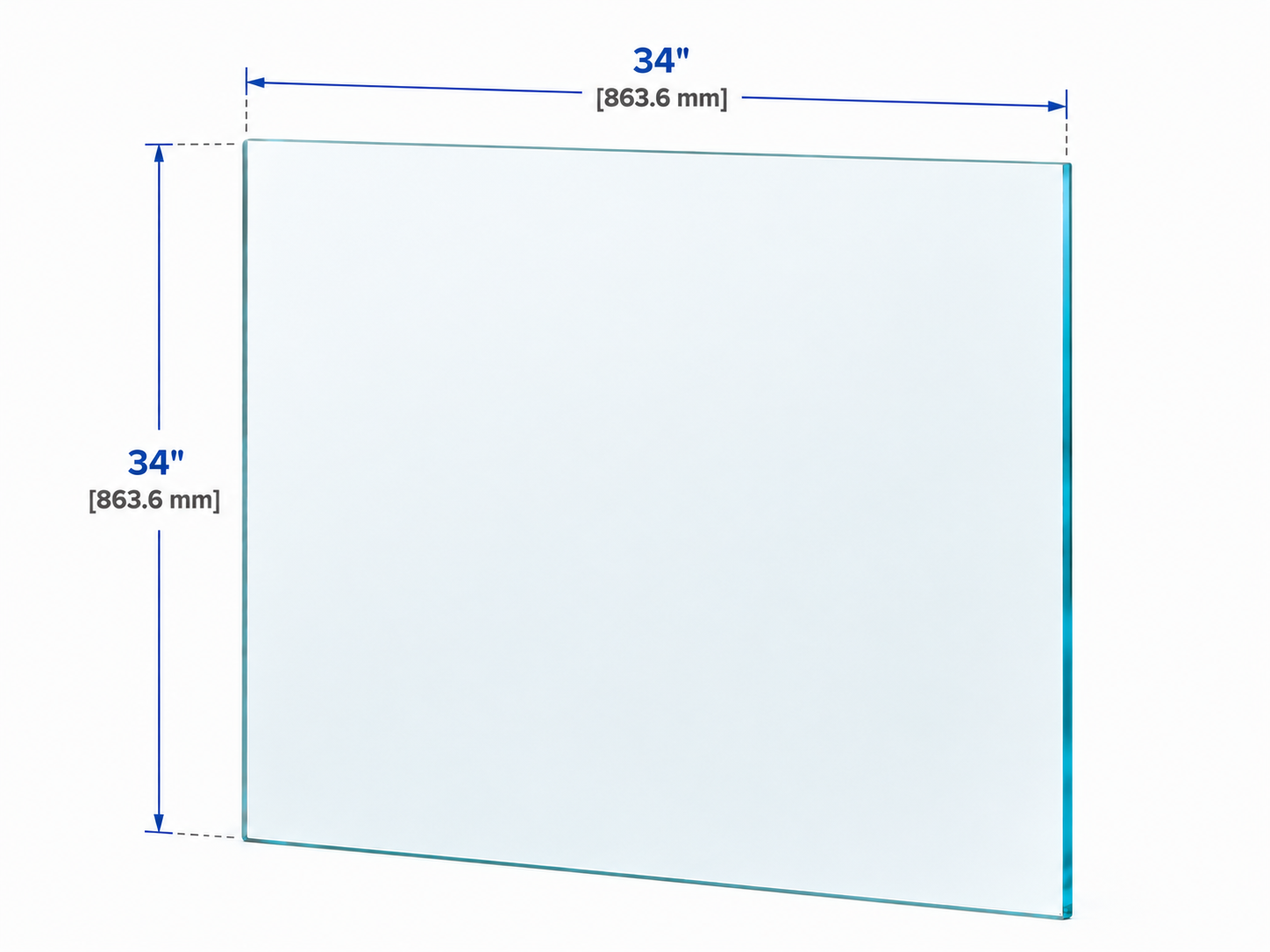 1/2" Railing Glass Panel - 34" Height