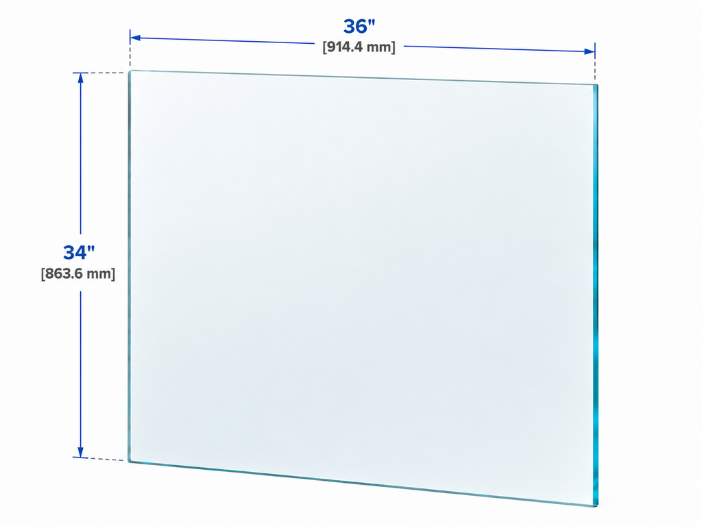 1/2" Railing Glass Panel - 34" Height