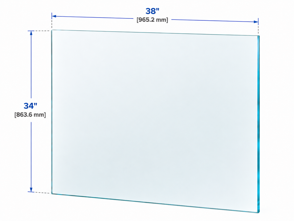 1/2" Railing Glass Panel - 34" Height