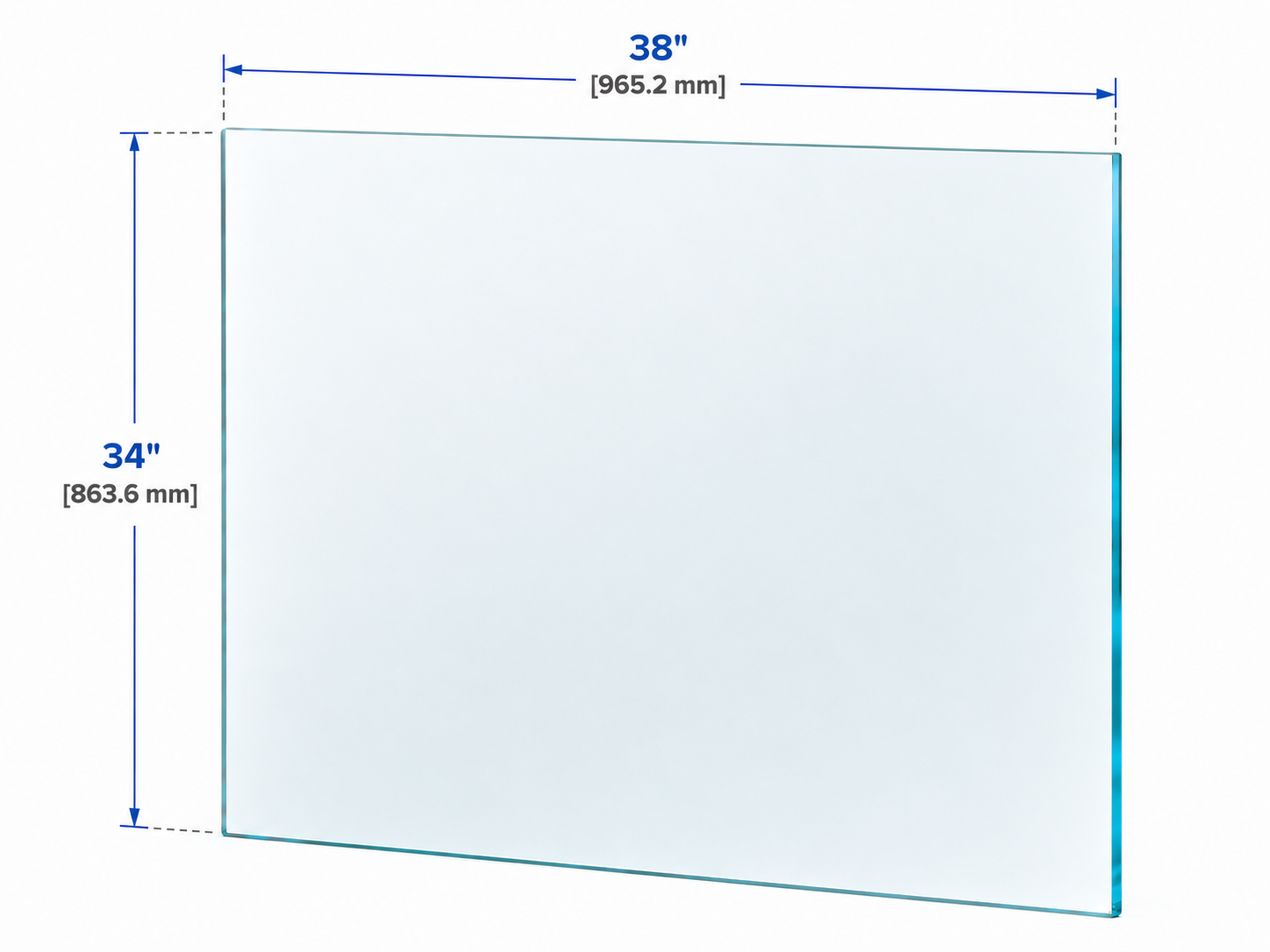 1/2" Railing Glass Panel - 34" Height