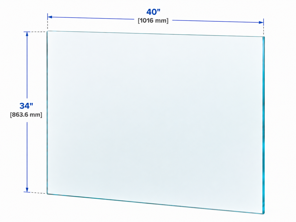 1/2" Railing Glass Panel - 34" Height