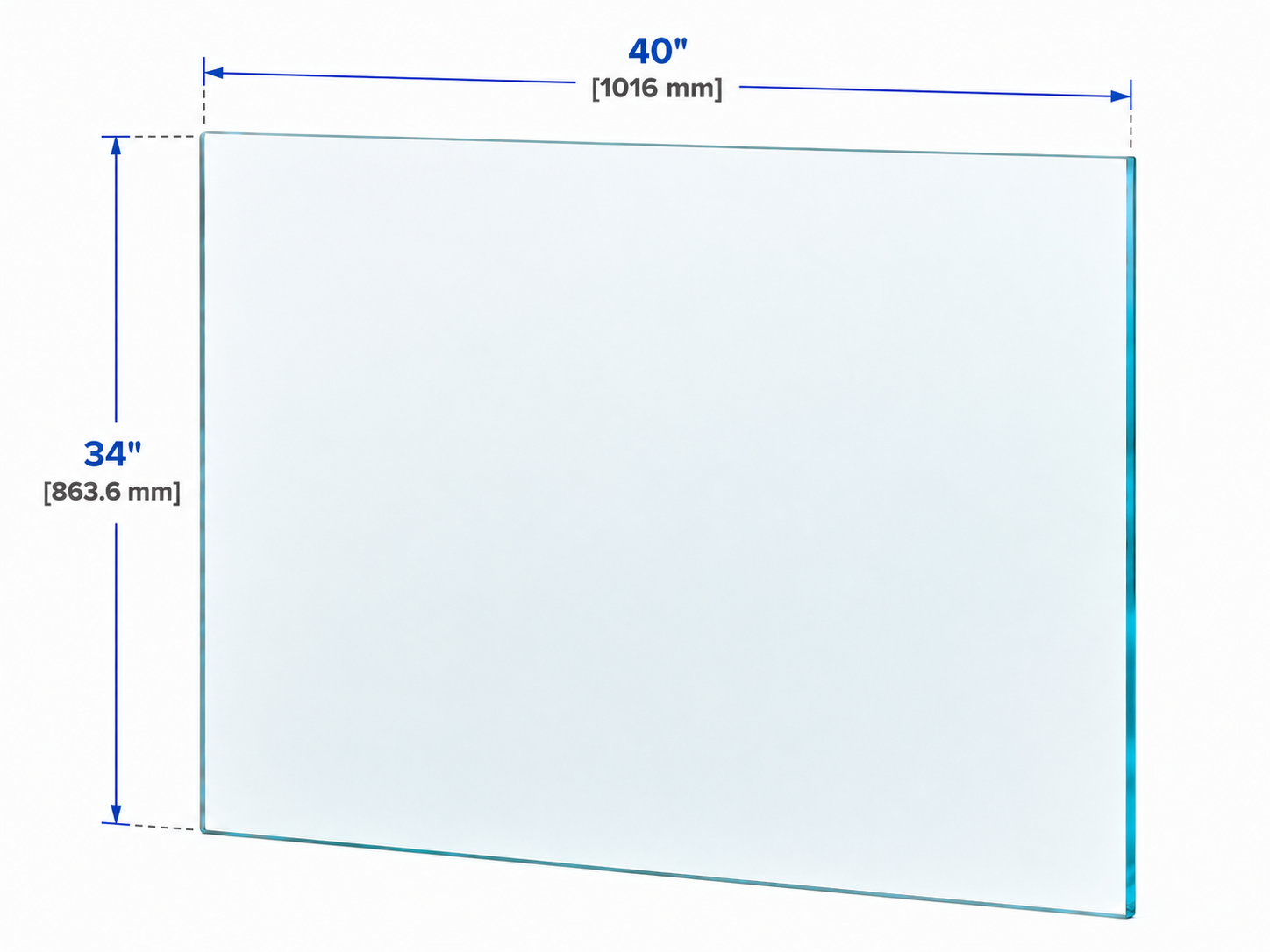 1/2" Railing Glass Panel - 34" Height