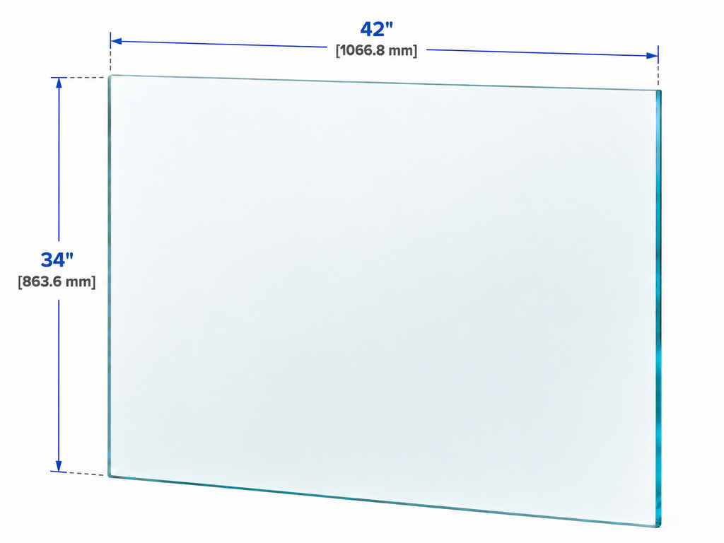 1/2" Railing Glass Panel - 34" Height