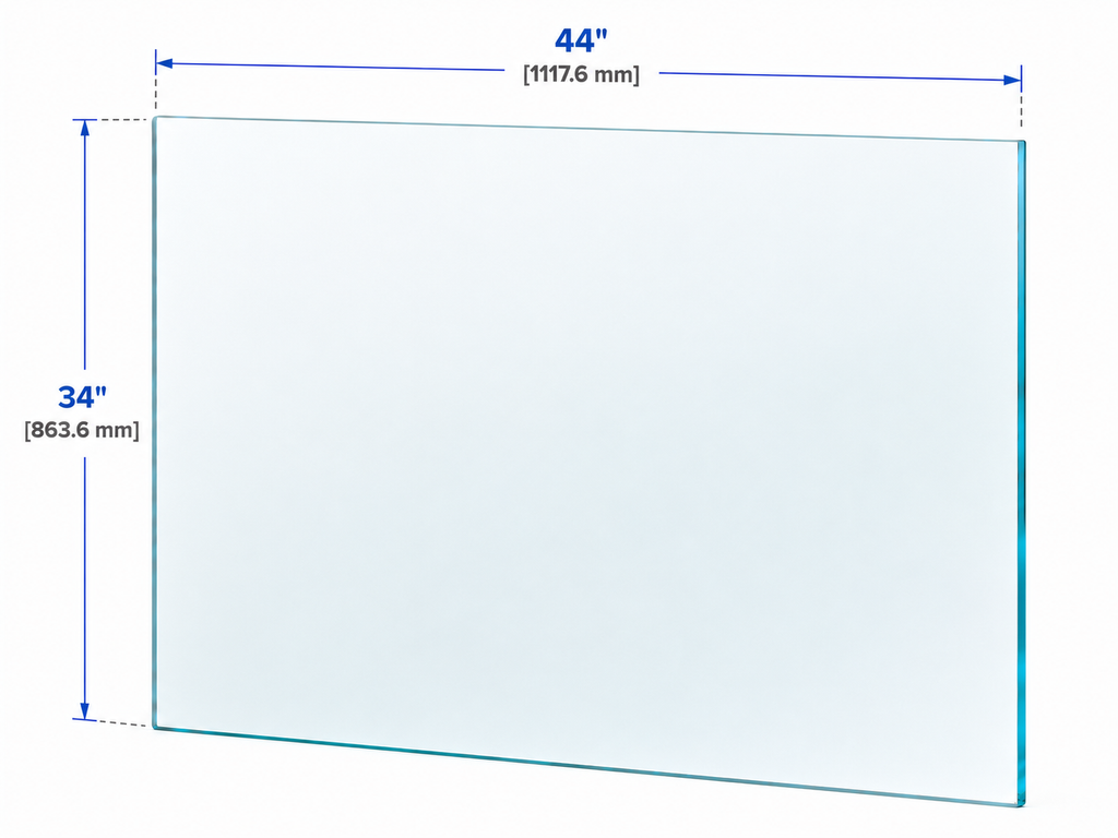1/2" Railing Glass Panel - 34" Height