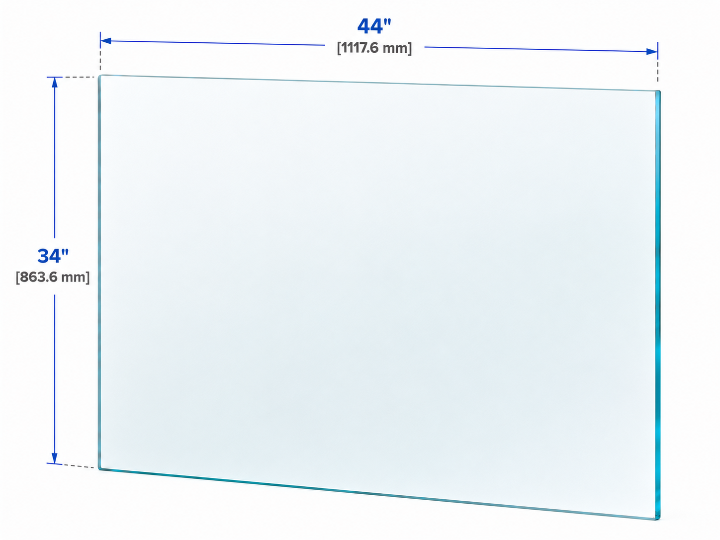 1/2" Railing Glass Panel - 34" Height