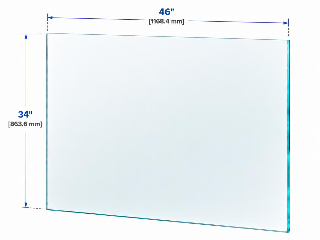 1/2" Railing Glass Panel - 34" Height