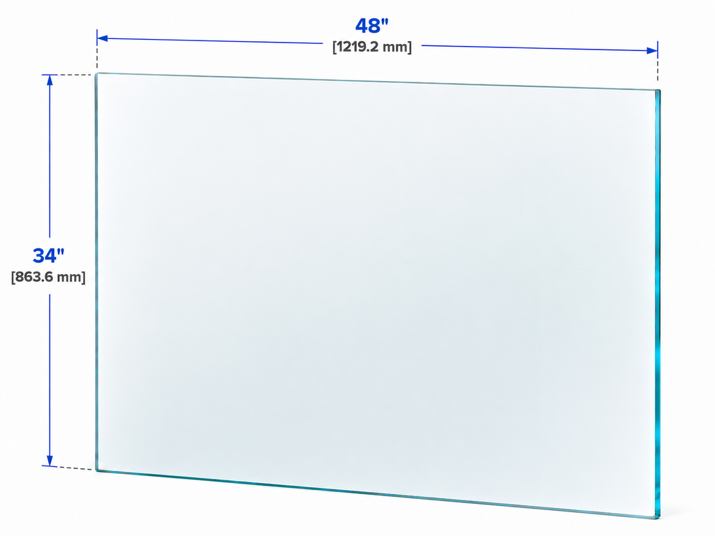 1/2" Railing Glass Panel - 34" Height