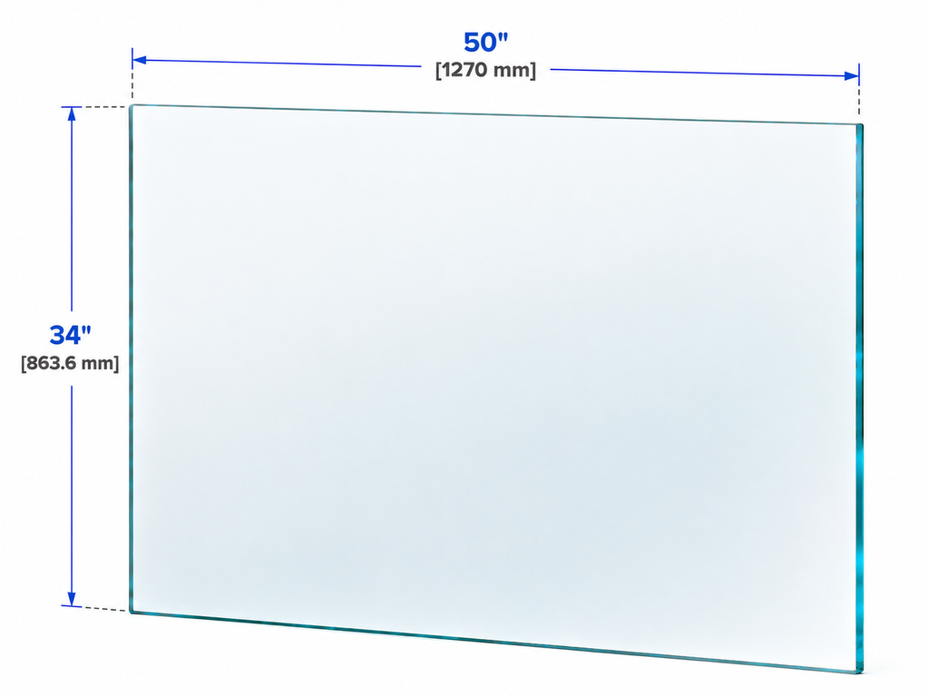 1/2" Railing Glass Panel - 34" Height
