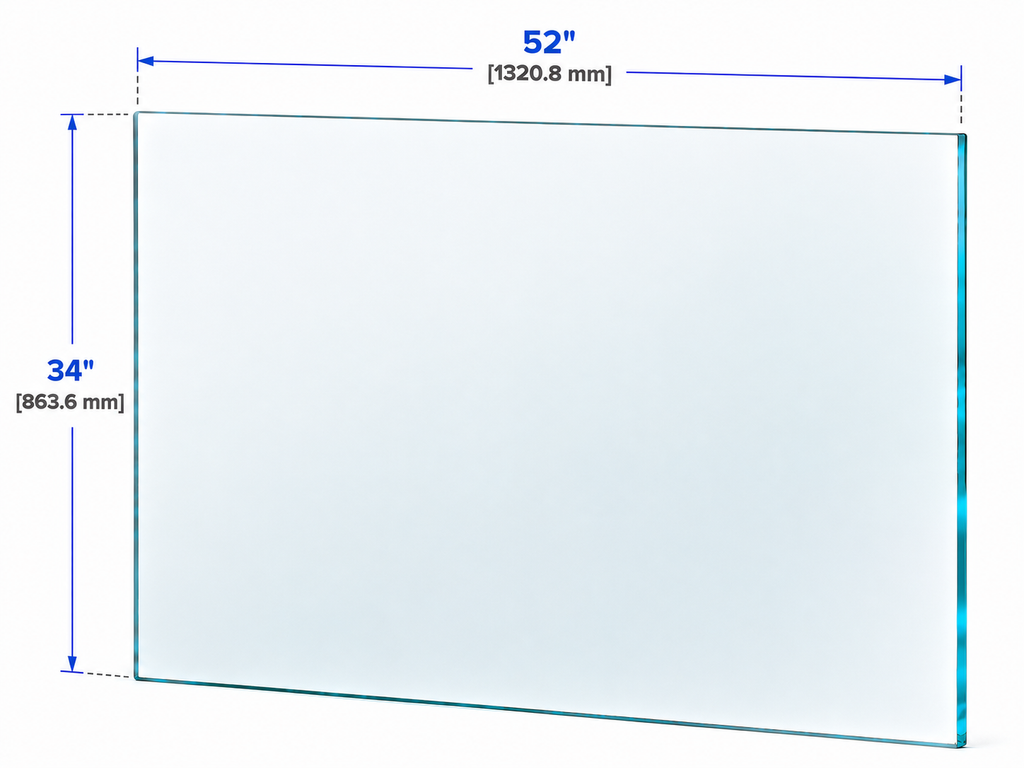 1/2" Railing Glass Panel - 34" Height