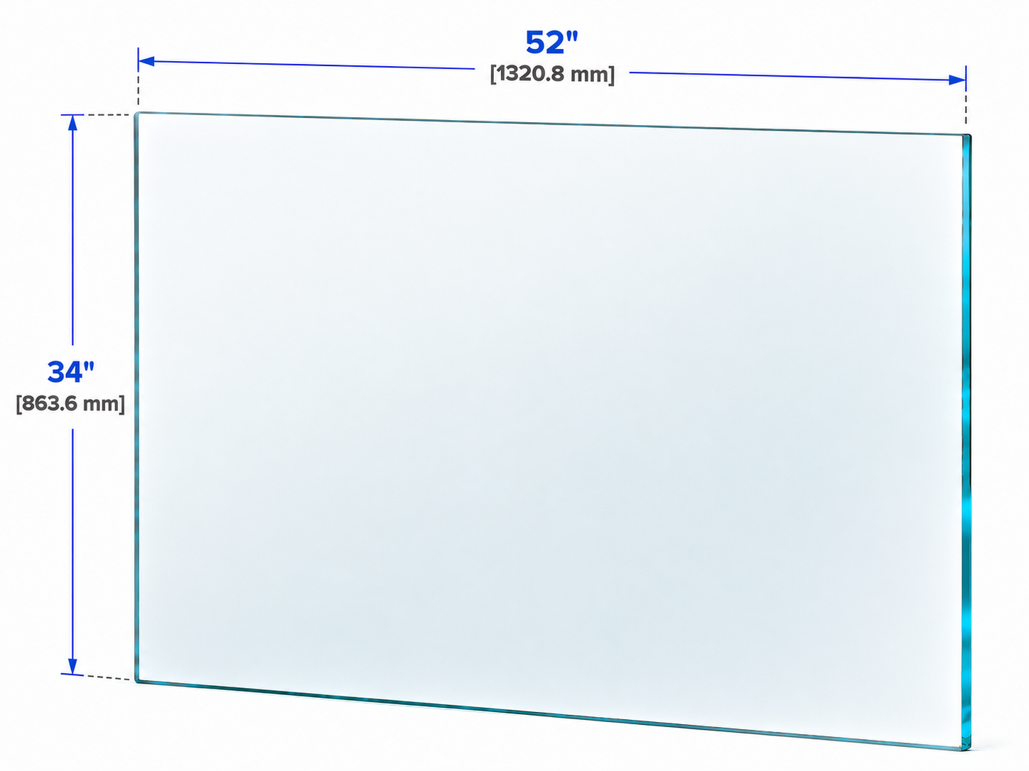 1/2" Railing Glass Panel - 34" Height