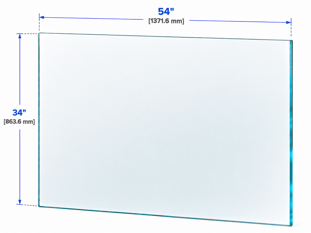 1/2" Railing Glass Panel - 34" Height