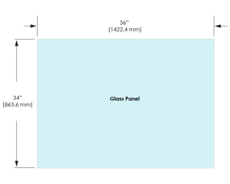 1/2" Railing Glass Panel - 34" Height