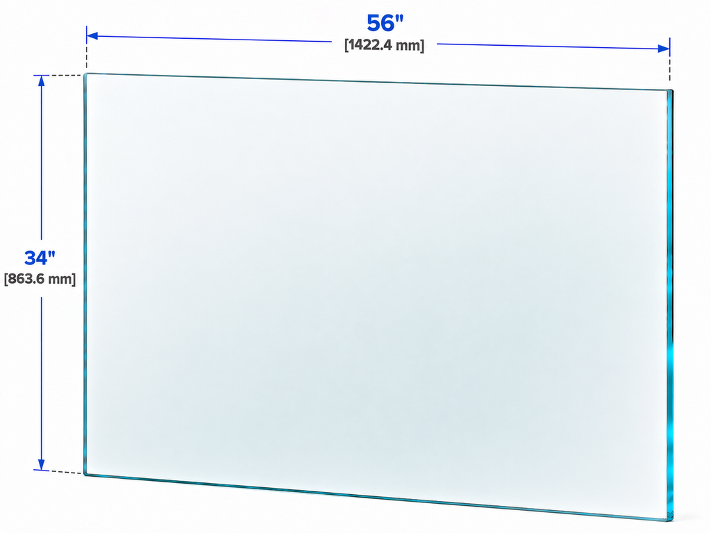 1/2" Railing Glass Panel - 34" Height