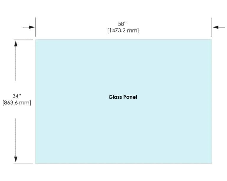 1/2" Railing Glass Panel - 34" Height