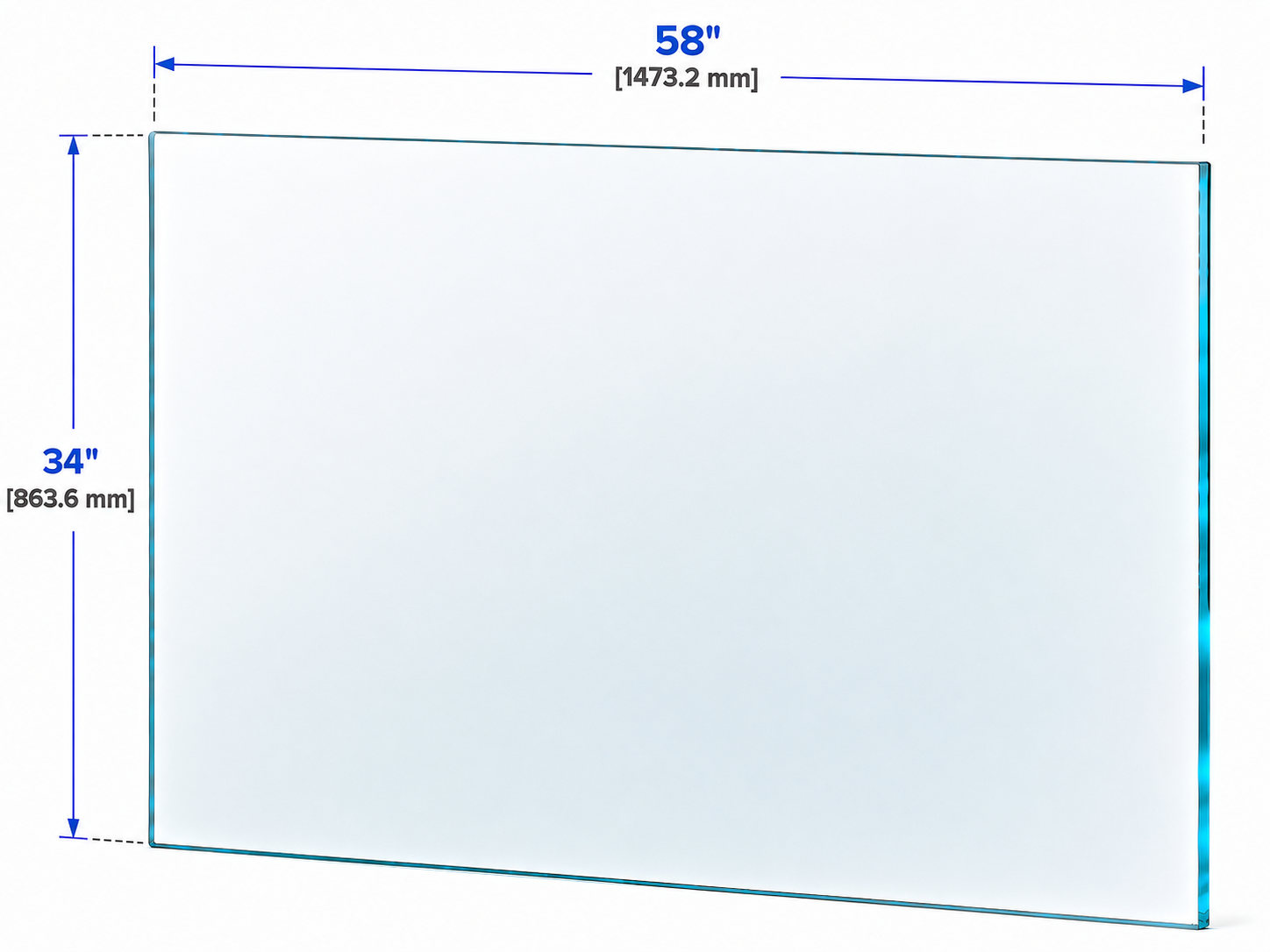1/2" Railing Glass Panel - 34" Height