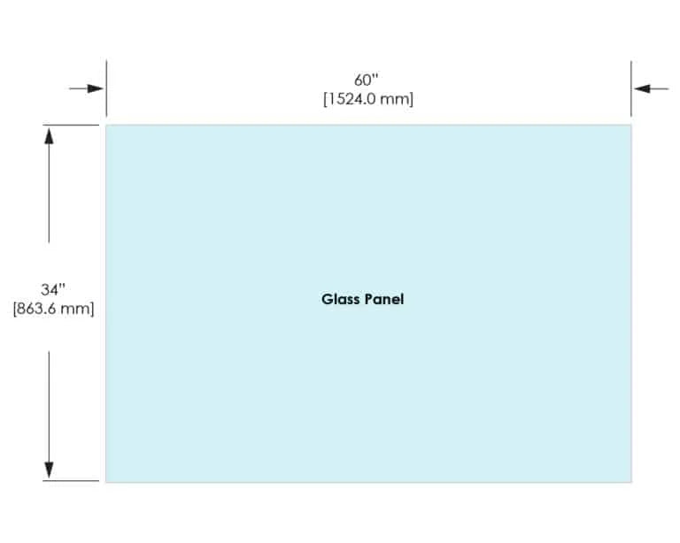1/2" Railing Glass Panel - 34" Height