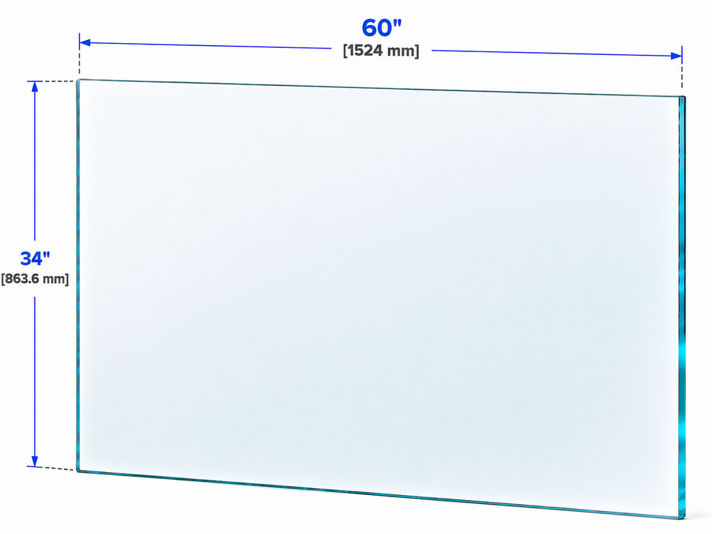 1/2" Railing Glass Panel - 34" Height