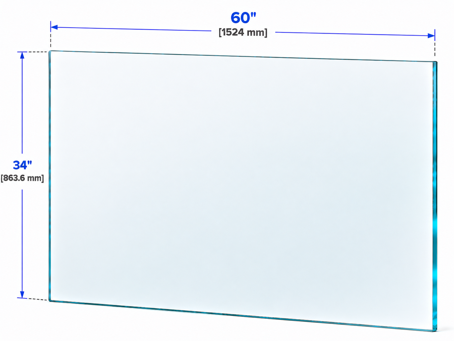 1/2" Railing Glass Panel - 34" Height