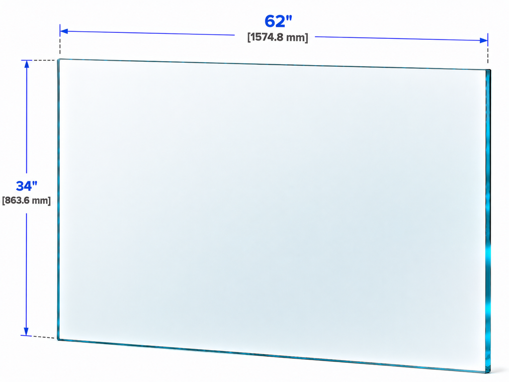 1/2" Railing Glass Panel - 34" Height