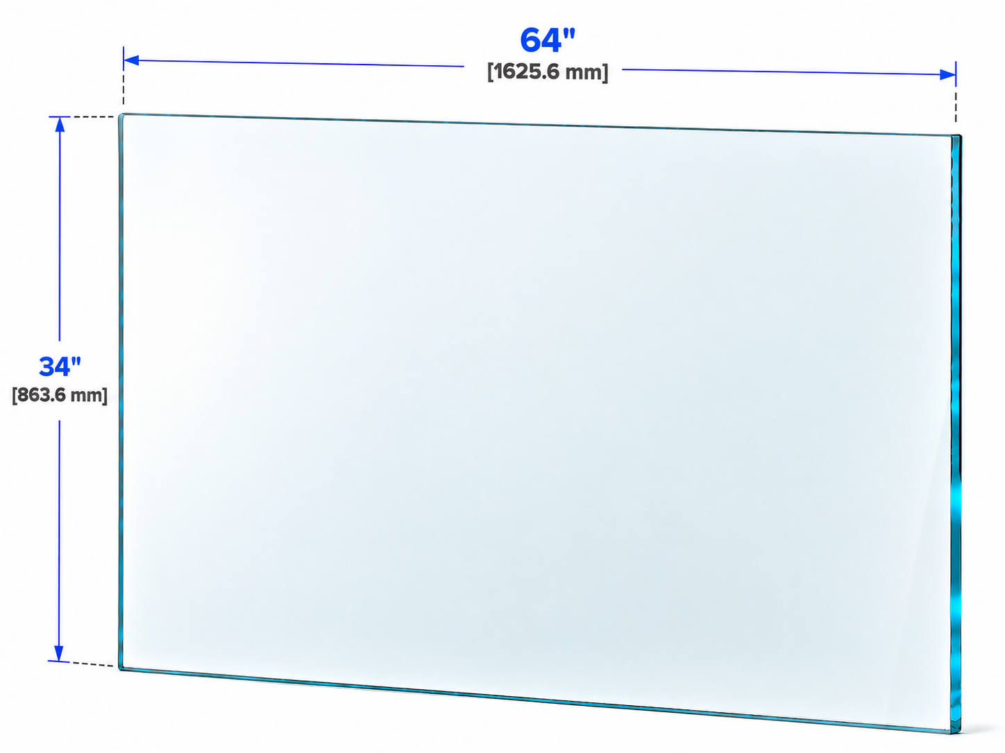 1/2" Railing Glass Panel - 34" Height