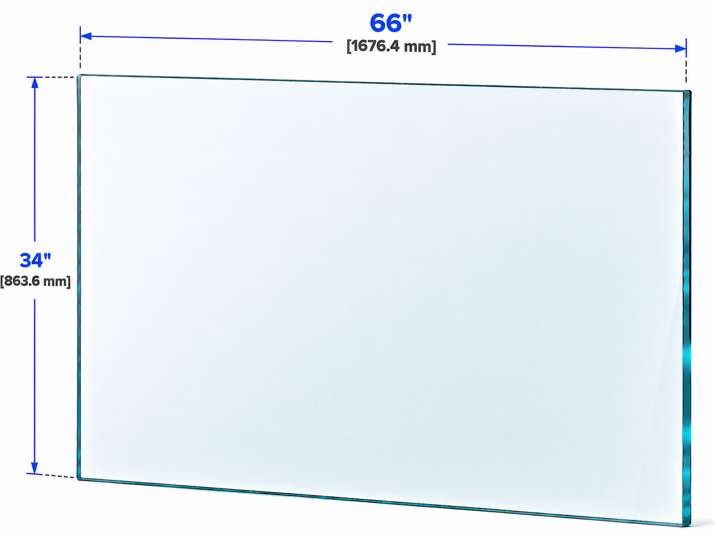 1/2" Railing Glass Panel - 34" Height
